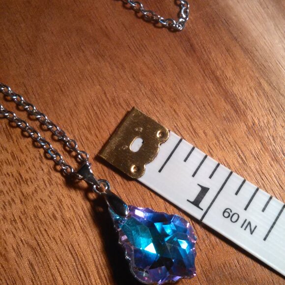 Mystic Color Crystal Baroque Brass Pendant Stainless Steel Necklace - Picture 12 of 16